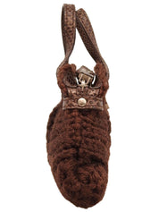 Knit Lizard Embossed Combi Gancini Plate Coin Case Brown
