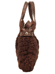 Knit Lizard Embossed Combi Gancini Plate Coin Case Brown