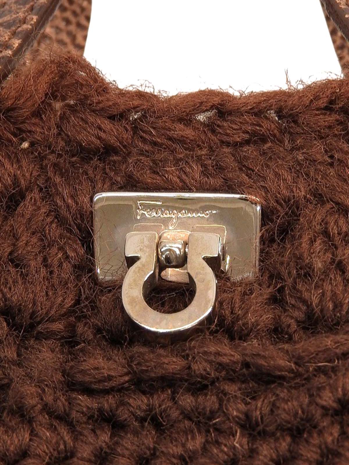 针织蜥蜴压纹 Combi Gancini 盘形零钱包 棕色