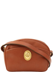 オーバルロゴプレートショルダーバッグ ブラウン