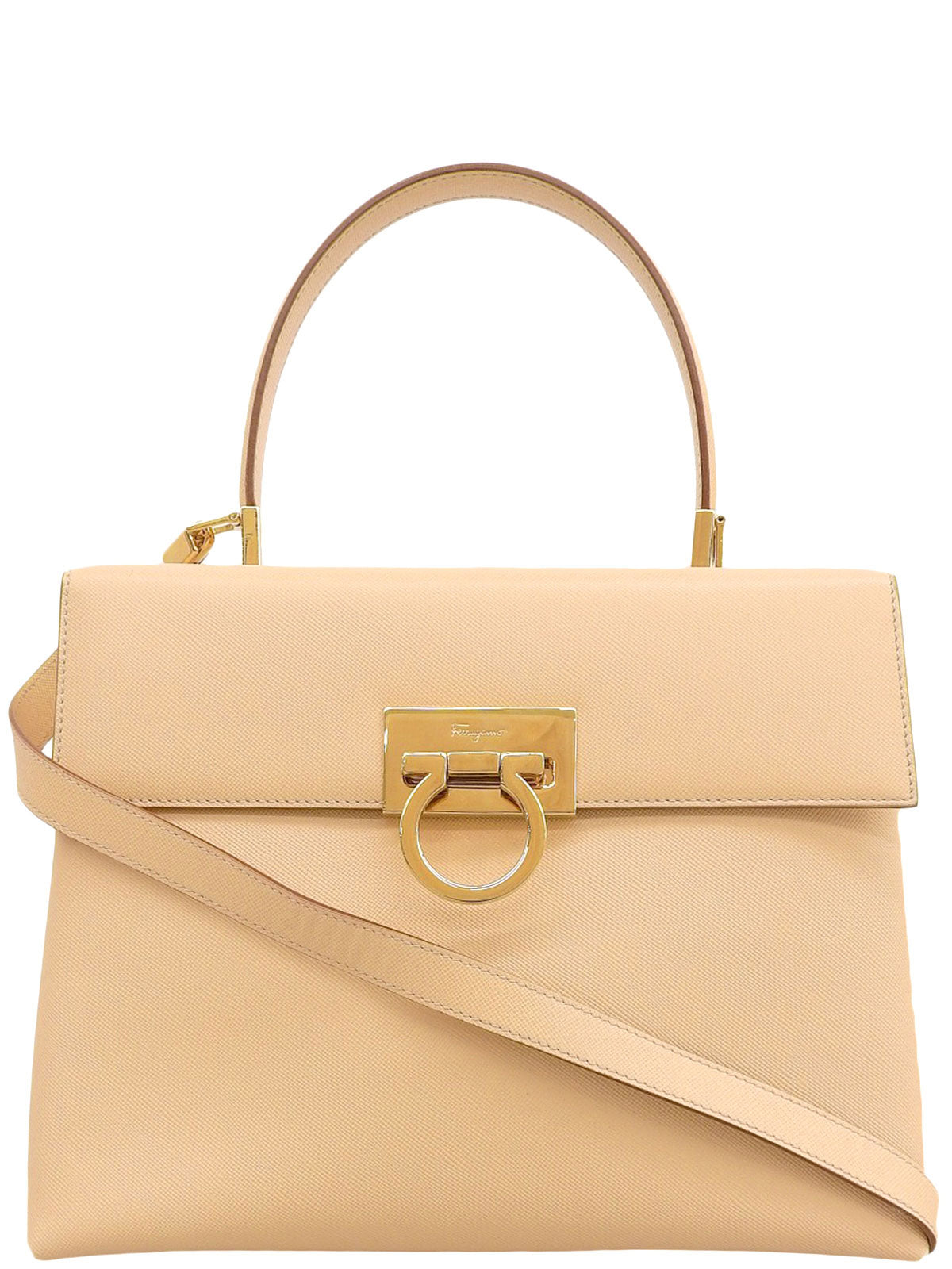 带Logo铭牌的双肩包 米色