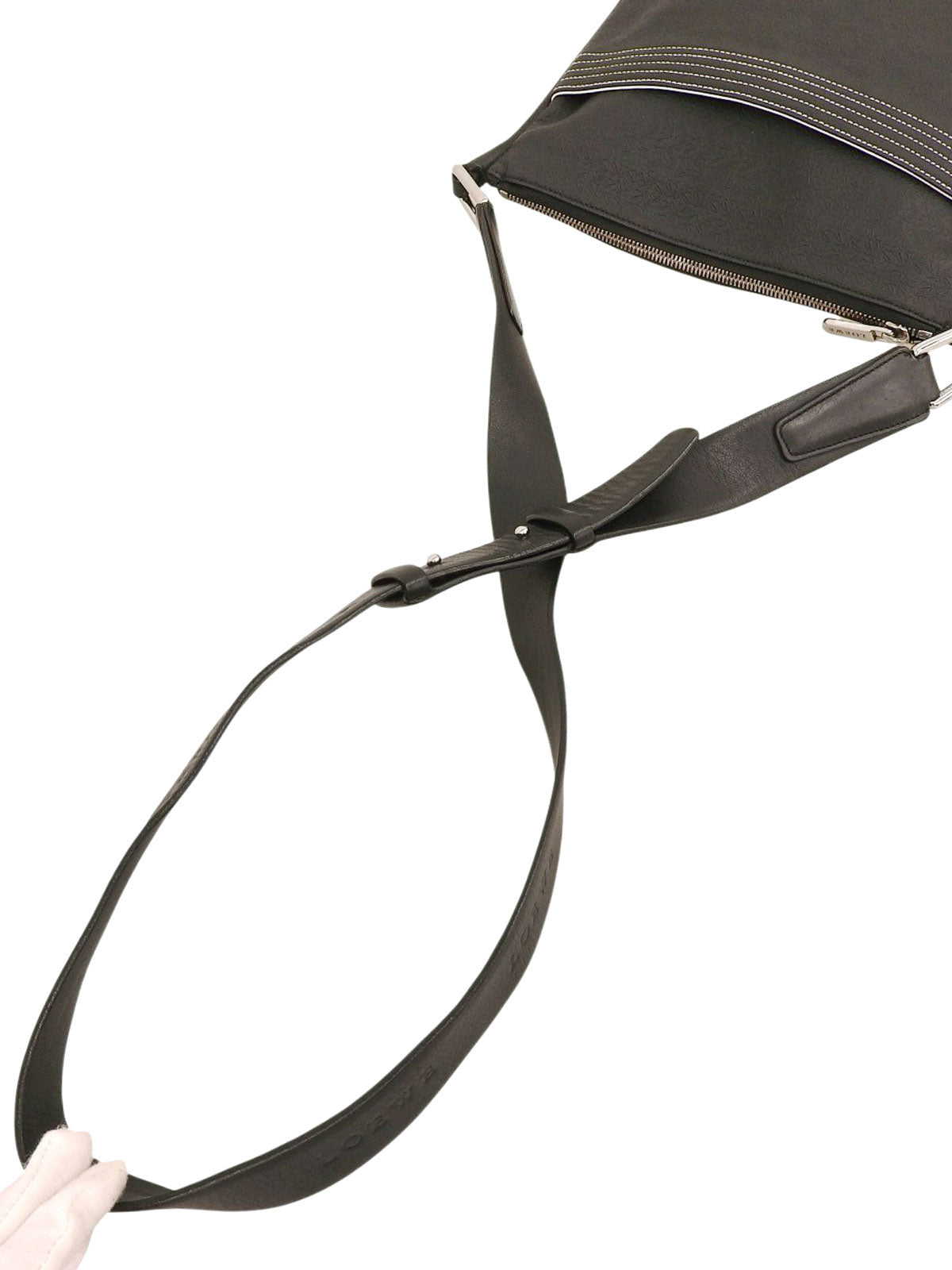 Repeat Anagram Pattern Shoulder Bag in Black