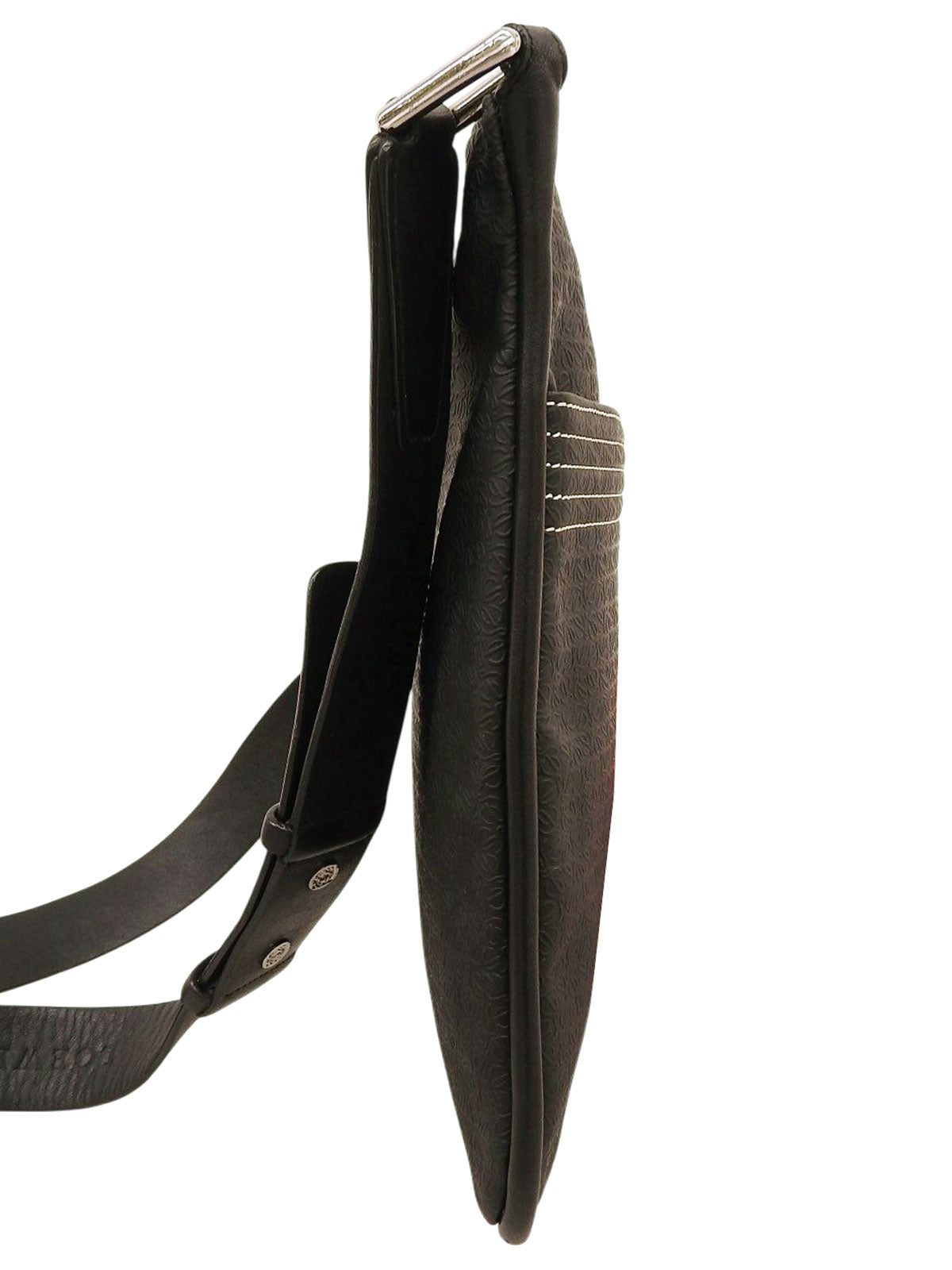 Repeat Anagram Pattern Shoulder Bag in Black