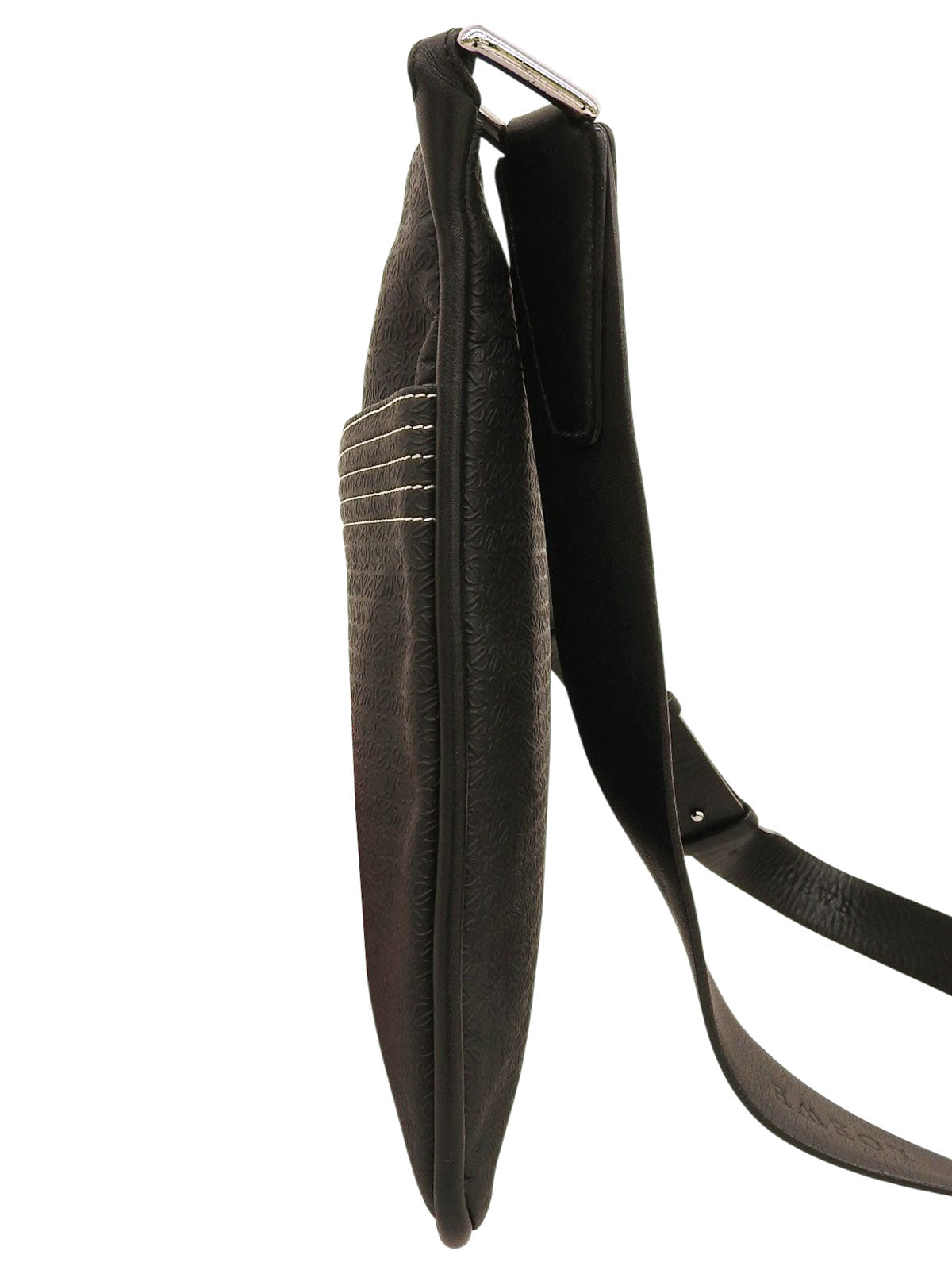 Repeat Anagram Pattern Shoulder Bag in Black