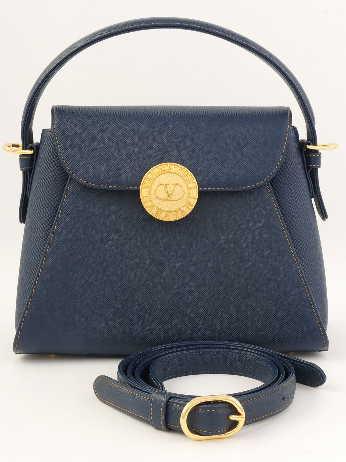 圆形logo铭牌两用包，海军蓝