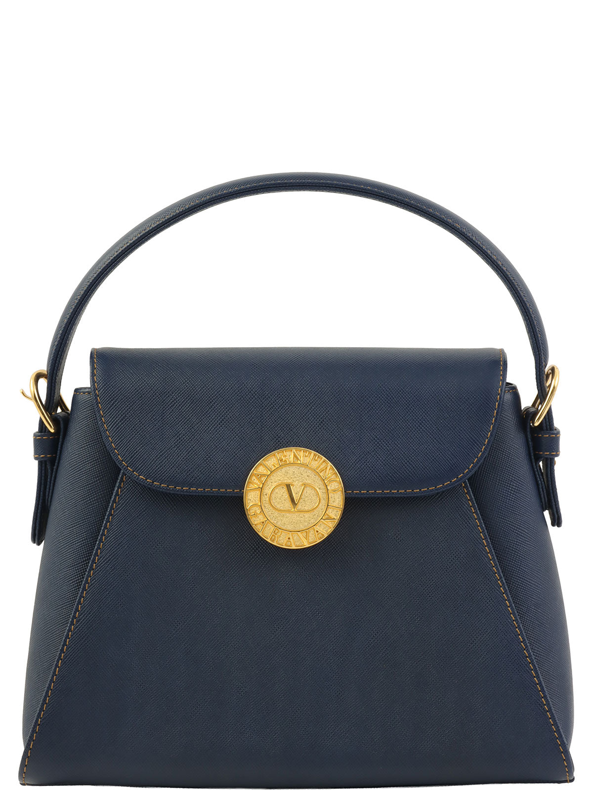 圆形logo铭牌两用包，海军蓝