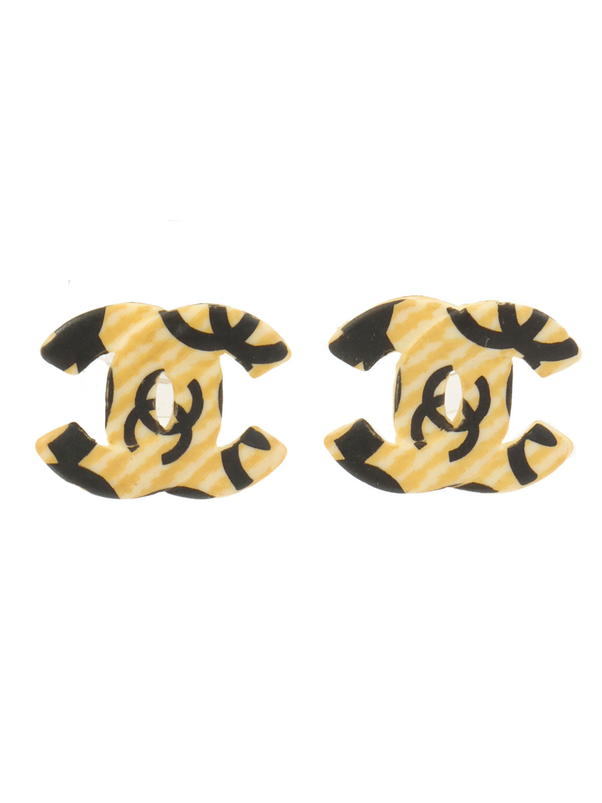 2002 CC Mark Design Earrings Beige/Black