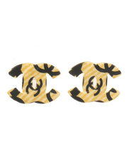 2002 CC Mark Design Earrings Beige/Black