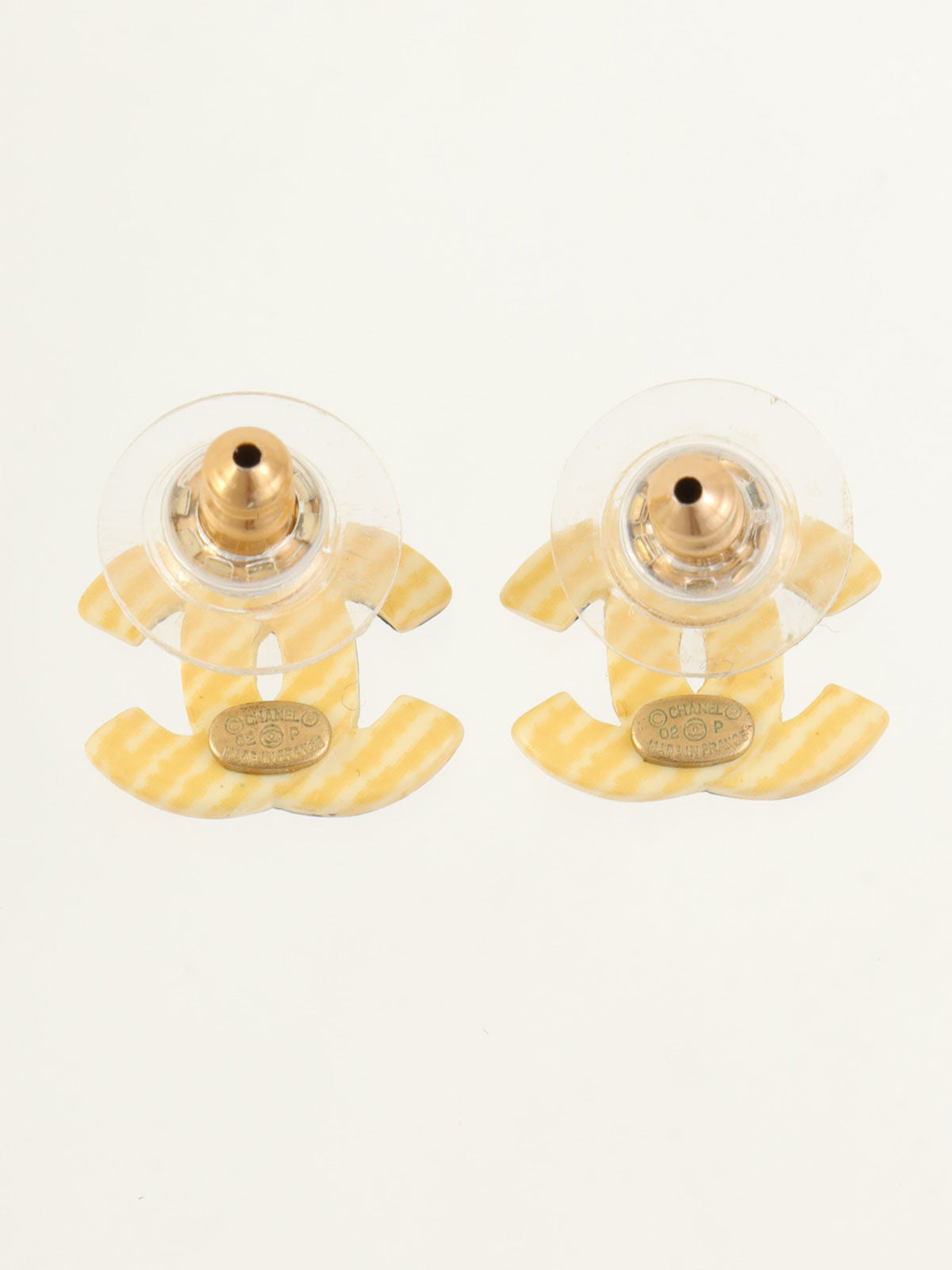 2002 CC Mark Design Earrings Beige/Black