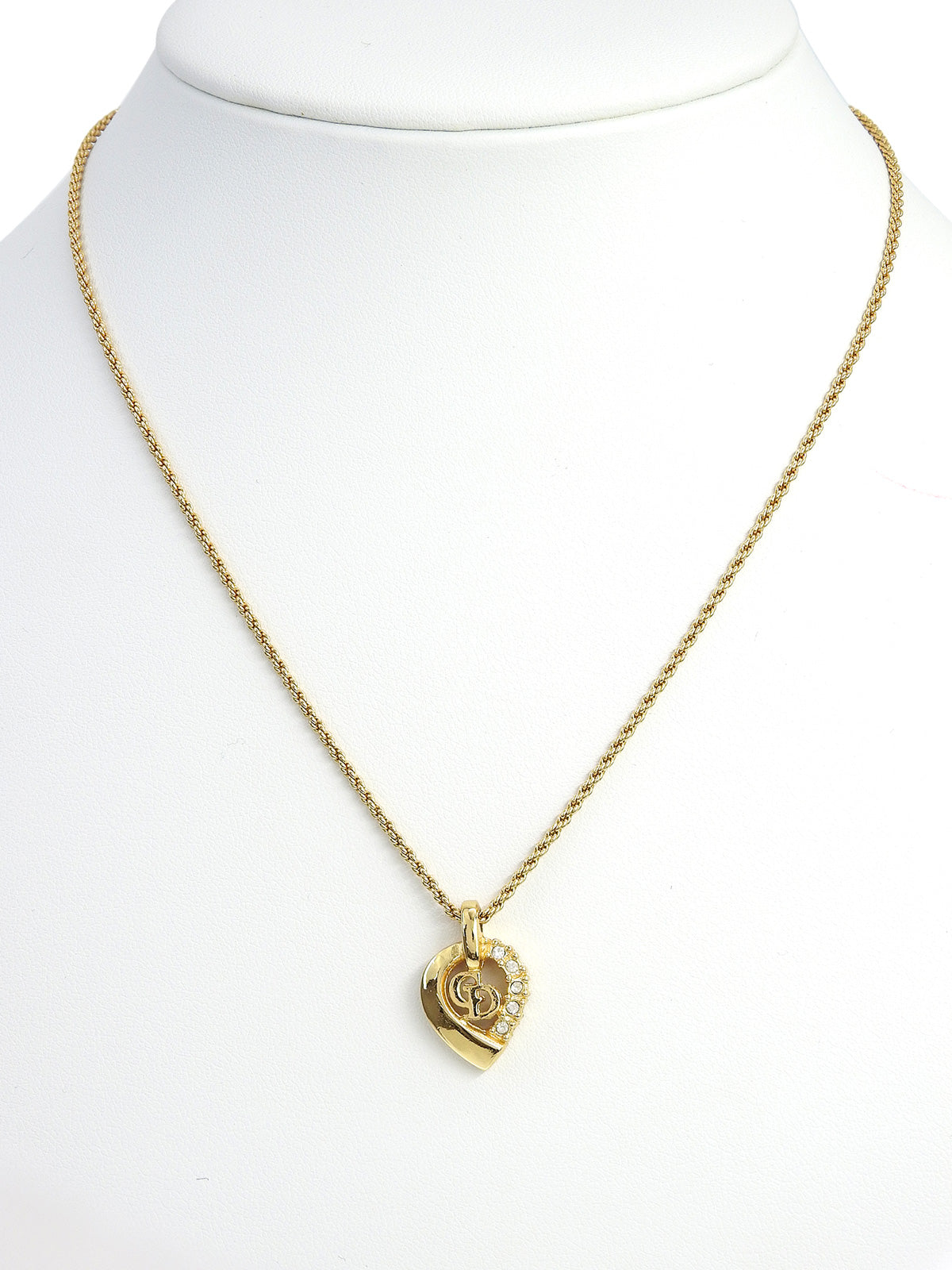 Rhinestone Design Motif Logo Necklace Gold