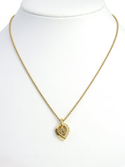 Rhinestone Design Motif Logo Necklace Gold