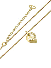 Rhinestone Design Motif Logo Necklace Gold