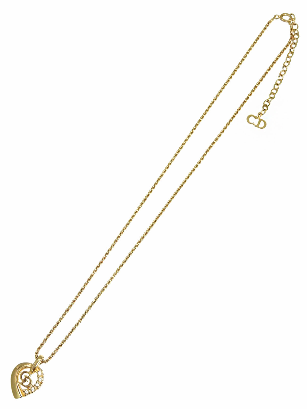 Rhinestone Design Motif Logo Necklace Gold