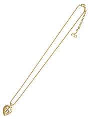 Rhinestone Design Motif Logo Necklace Gold