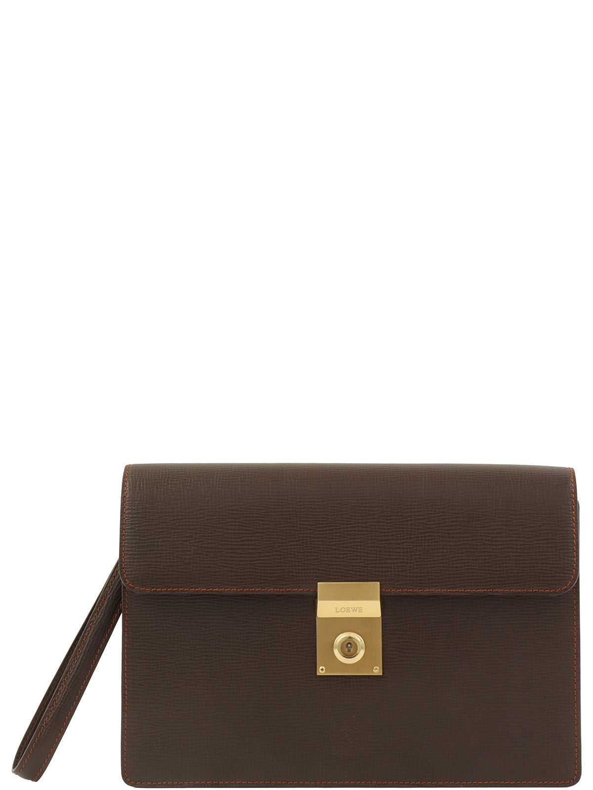 棕色Anagram压纹手拿包