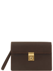 棕色Anagram压纹手拿包