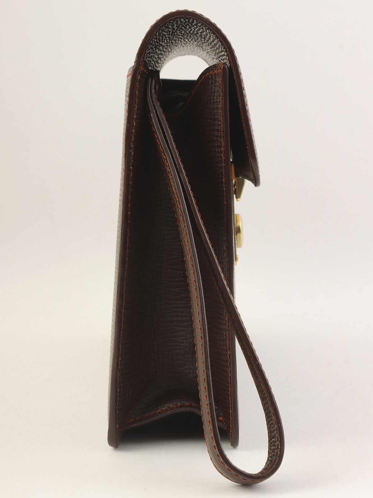 棕色Anagram压纹手拿包