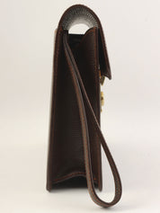 棕色Anagram压纹手拿包