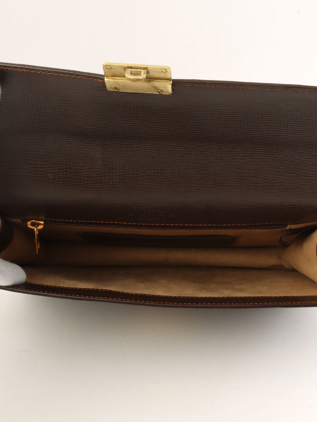 棕色Anagram压纹手拿包