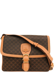 マカダムパターンロゴエンボスショルダーバッグ ブラウン