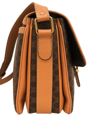 マカダムパターンロゴエンボスショルダーバッグ ブラウン