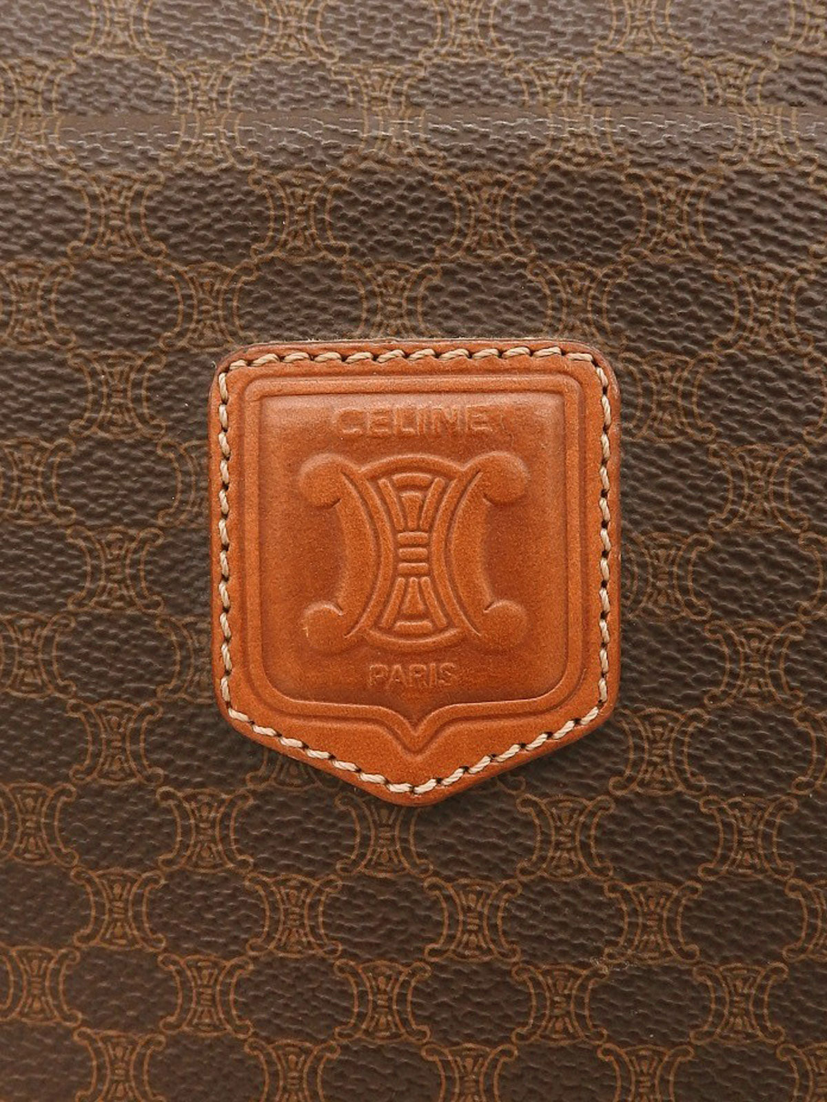 棕色碎石图案压纹Logo手提袋