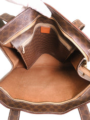 マカダムパターンロゴエンボストートバッグ ブラウン