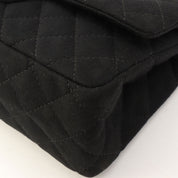 circa 2009 Cotton Double Flap 2.55 Chain Shoulder Bag Black