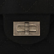 circa 2009 Cotton Double Flap 2.55 Chain Shoulder Bag Black