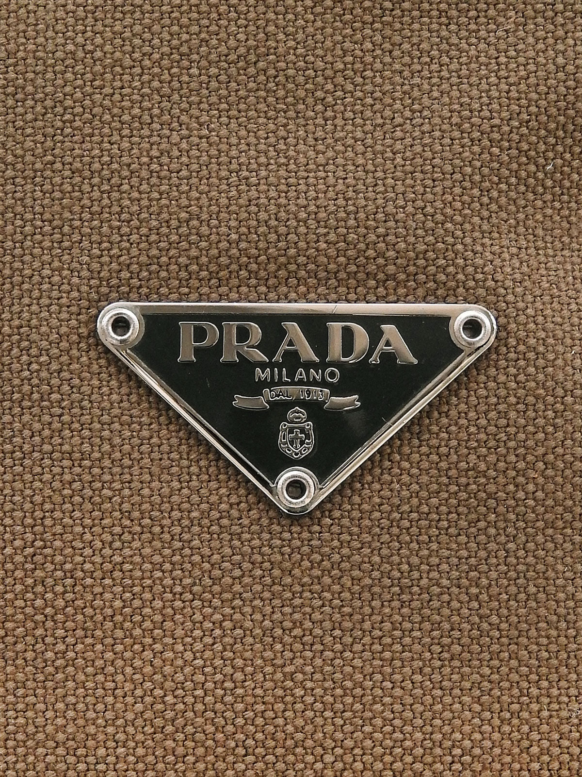 Logo Plate Shoulder Bag Greige/Black