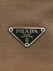 Logo Plate Shoulder Bag Greige/Black