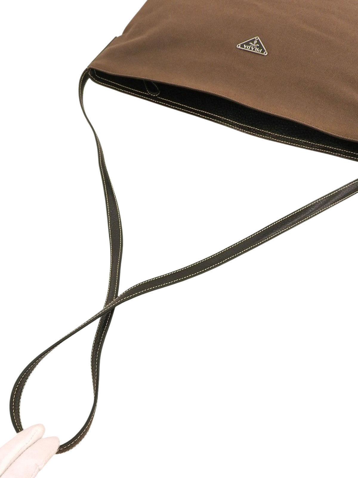 Logo Plate Shoulder Bag Greige/Black