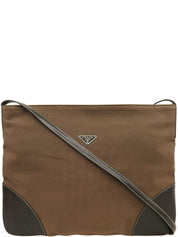 Logo Plate Shoulder Bag Greige/Black