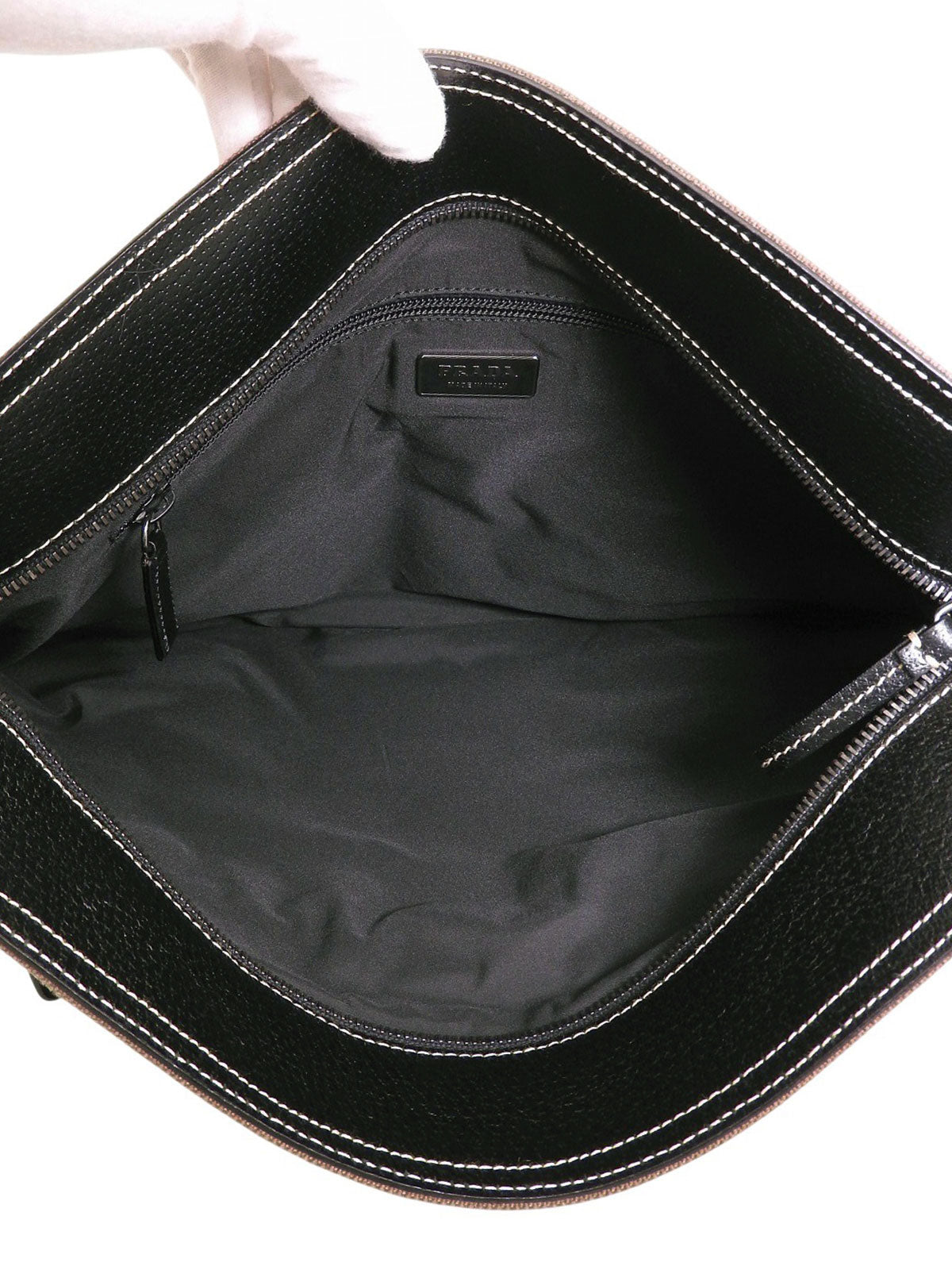 Logo Plate Shoulder Bag Greige/Black