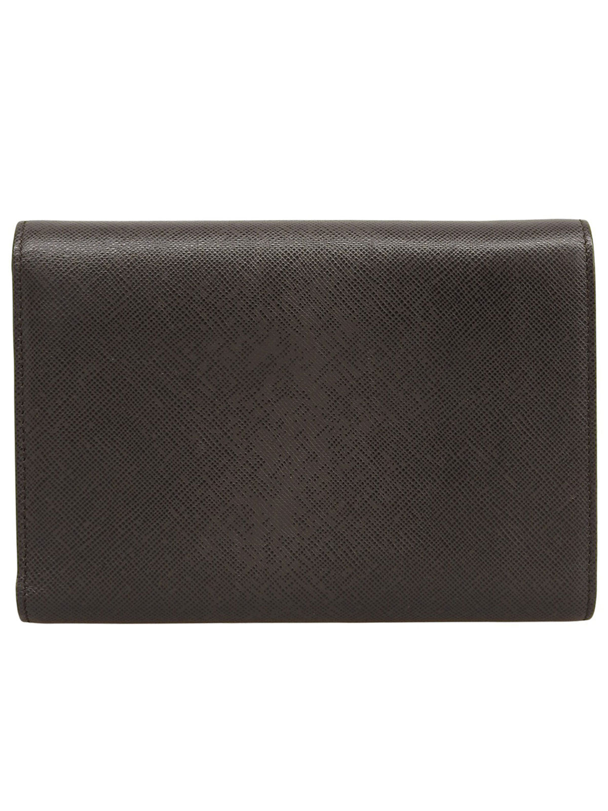 Saffiano Logo Plate Wallet Brown