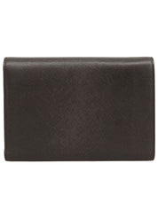 Saffiano Logo Plate Wallet Brown