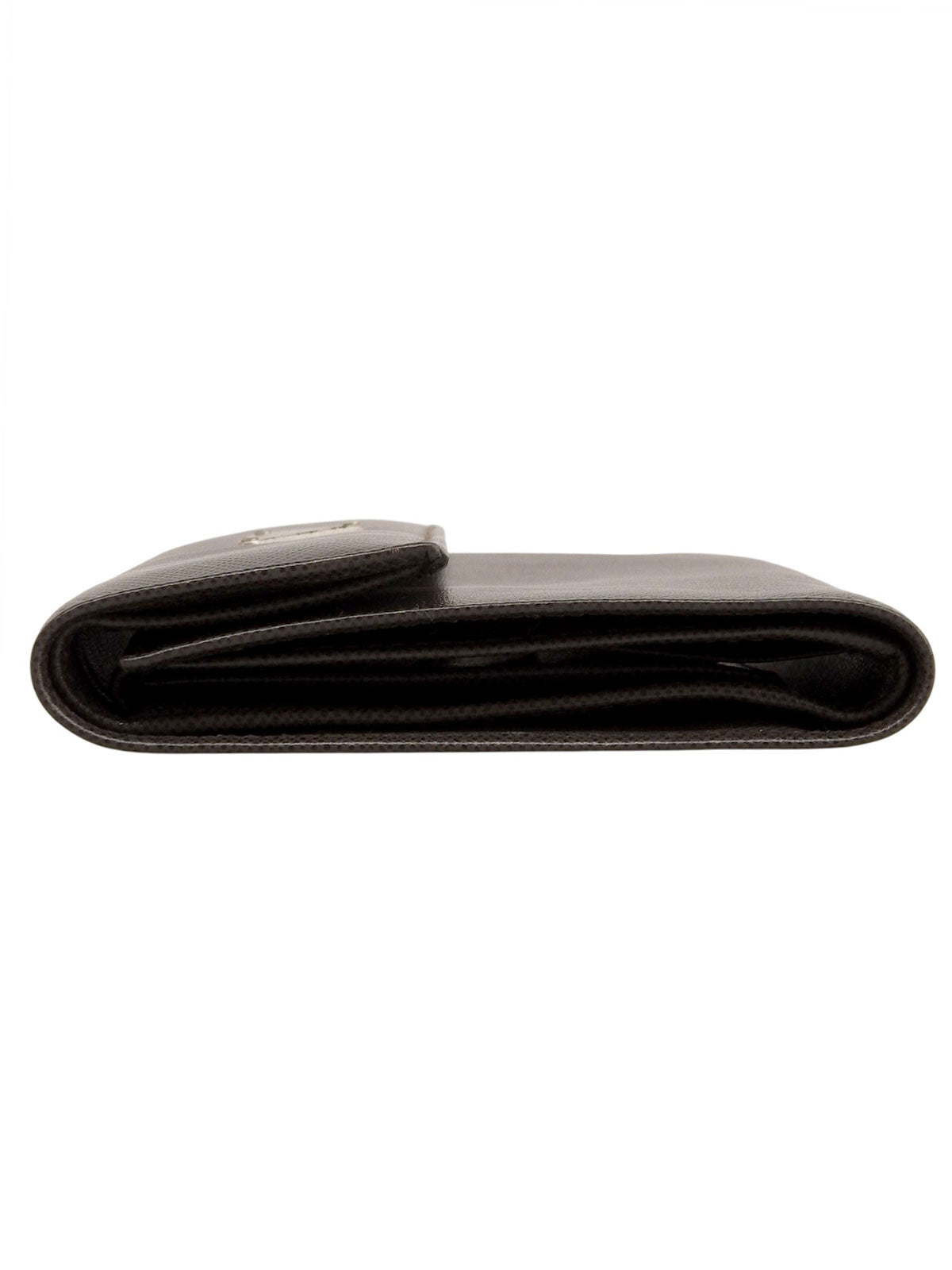 Saffiano Logo Plate Wallet Brown