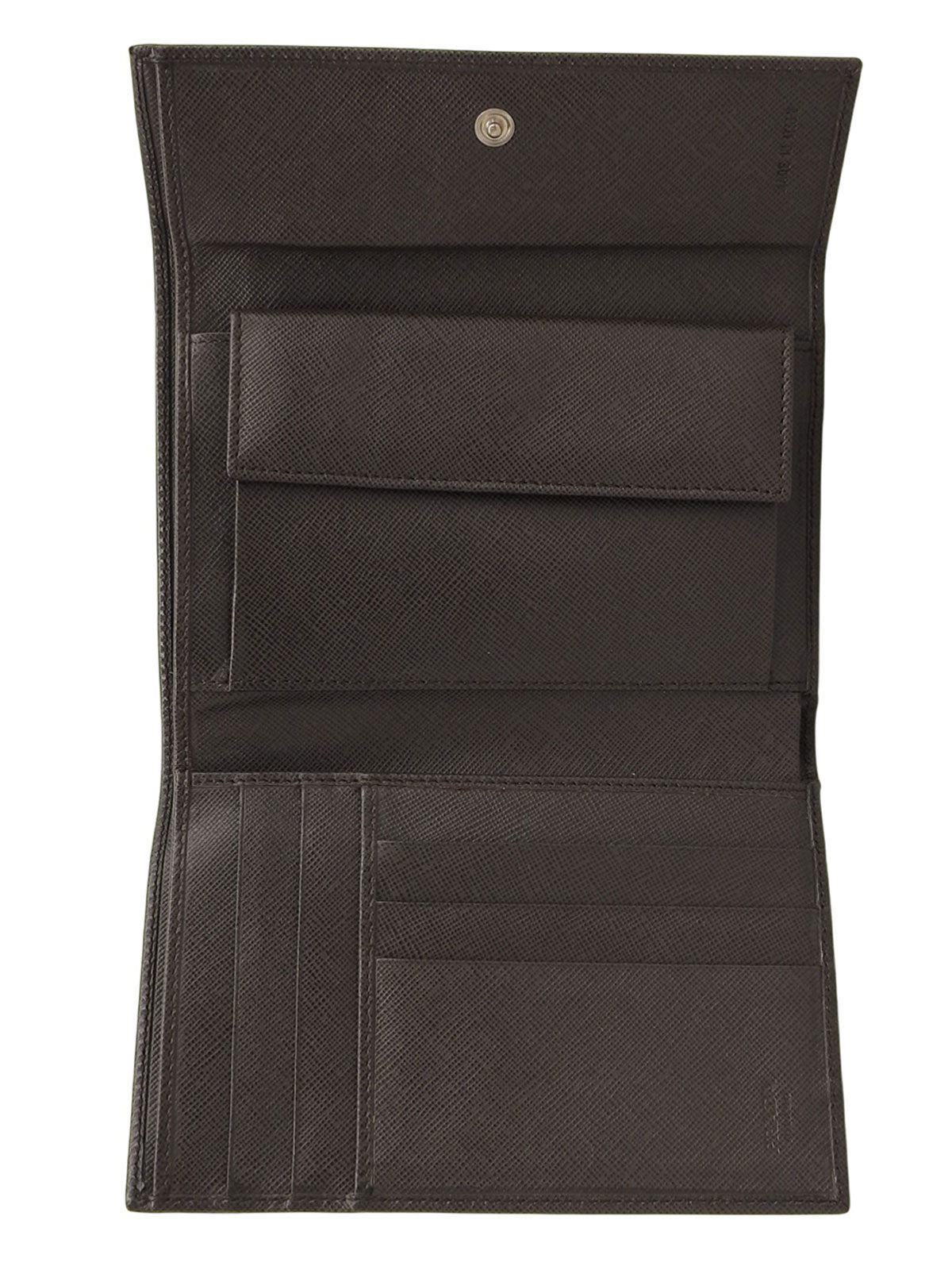 Saffiano Logo Plate Wallet Brown