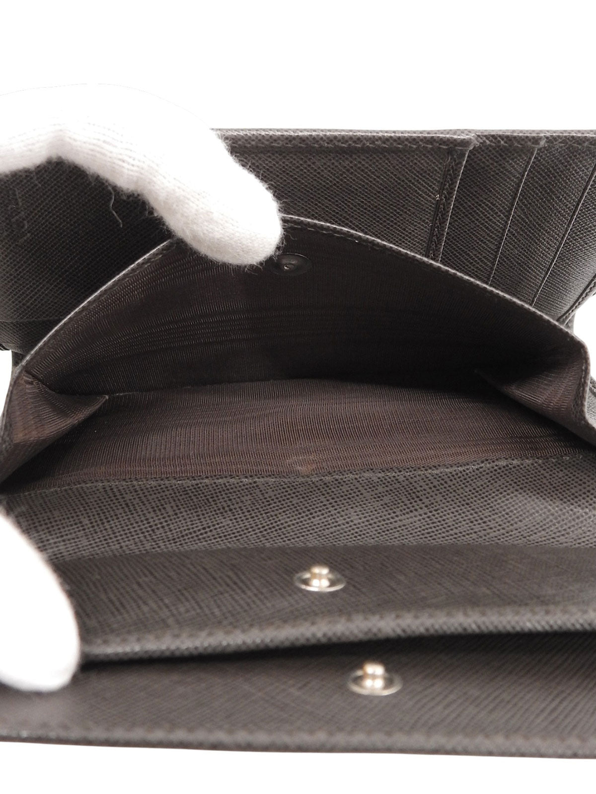 Saffiano Logo Plate Wallet Brown