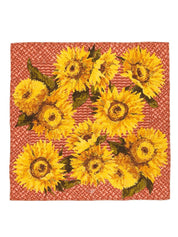 Silk Sunflower Pattern Scarf in Red/Yellow