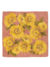 Silk Sunflower Pattern Scarf in Red/Yellow