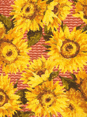 Silk Sunflower Pattern Scarf in Red/Yellow