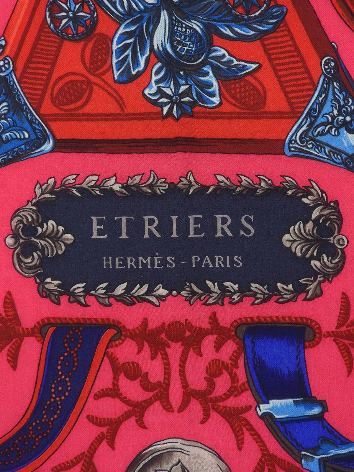 Carré Geant 140 Etriers Pattern Scarf Pink/Blue