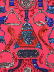 Carré Geant 140 Etriers Pattern Scarf Pink/Blue