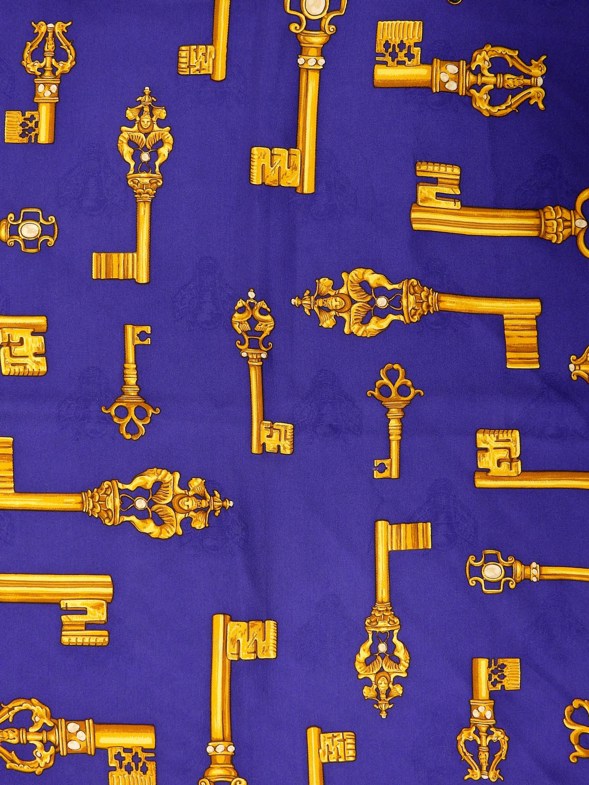 シルクキーデザインパターンスカーフ グリーン/ブルー/マルチ