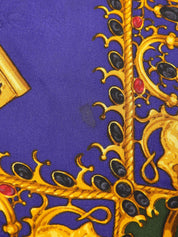 Silk Key Design Pattern Scarf in Green/Blue/Multi