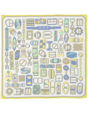 Carre Geant 140 Carre En Boucles Pattern Scarf Yellow/Ivory