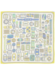 Carre Geant 140 Carre En Boucles Pattern Scarf Yellow/Ivory