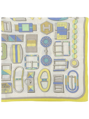 Carre Geant 140 Carre En Boucles Pattern Scarf Yellow/Ivory