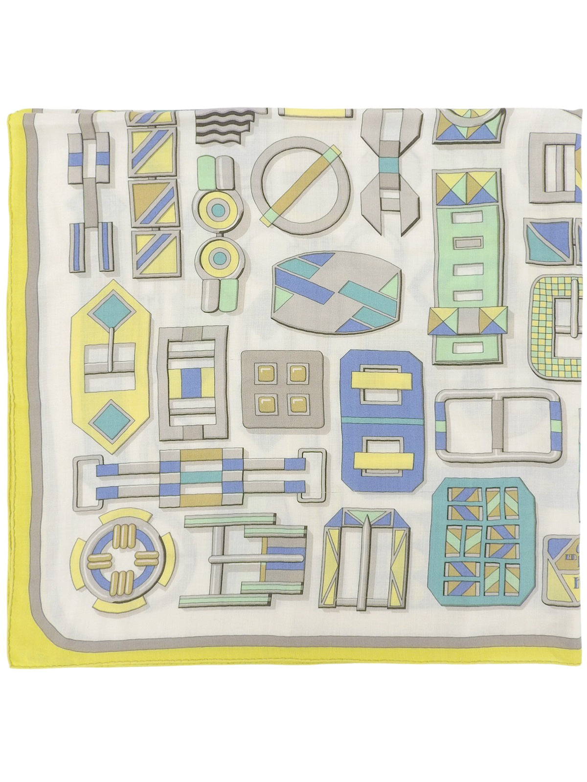 Carre Geant 140 Carre En Boucles Pattern Scarf Yellow/Ivory